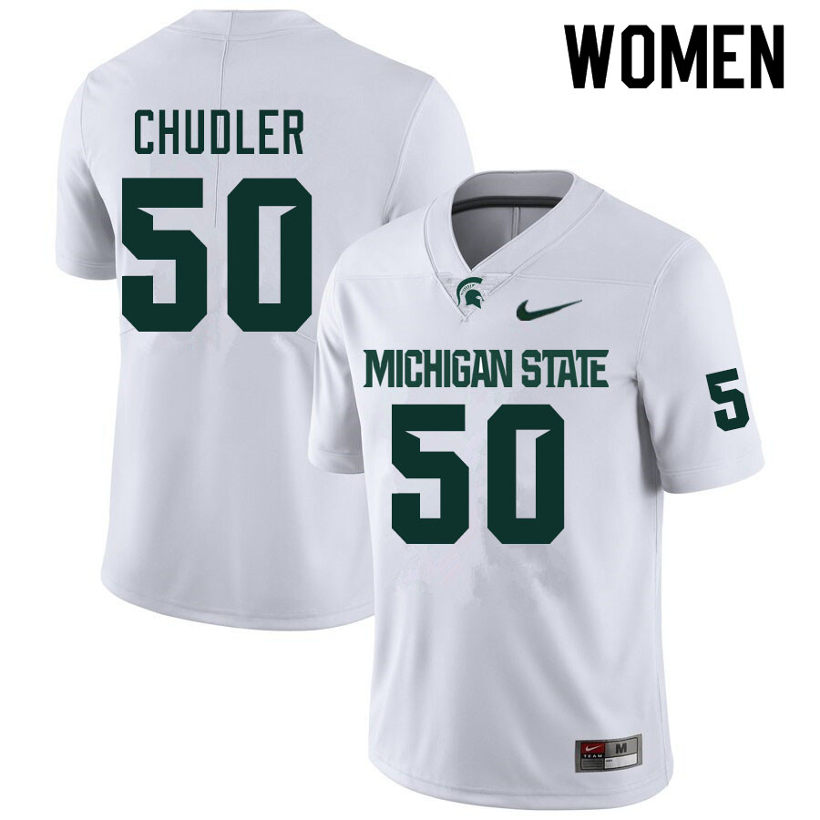 Women #50 Nick Chudler Michigan State Spartans College Football Jerseys Sale-White